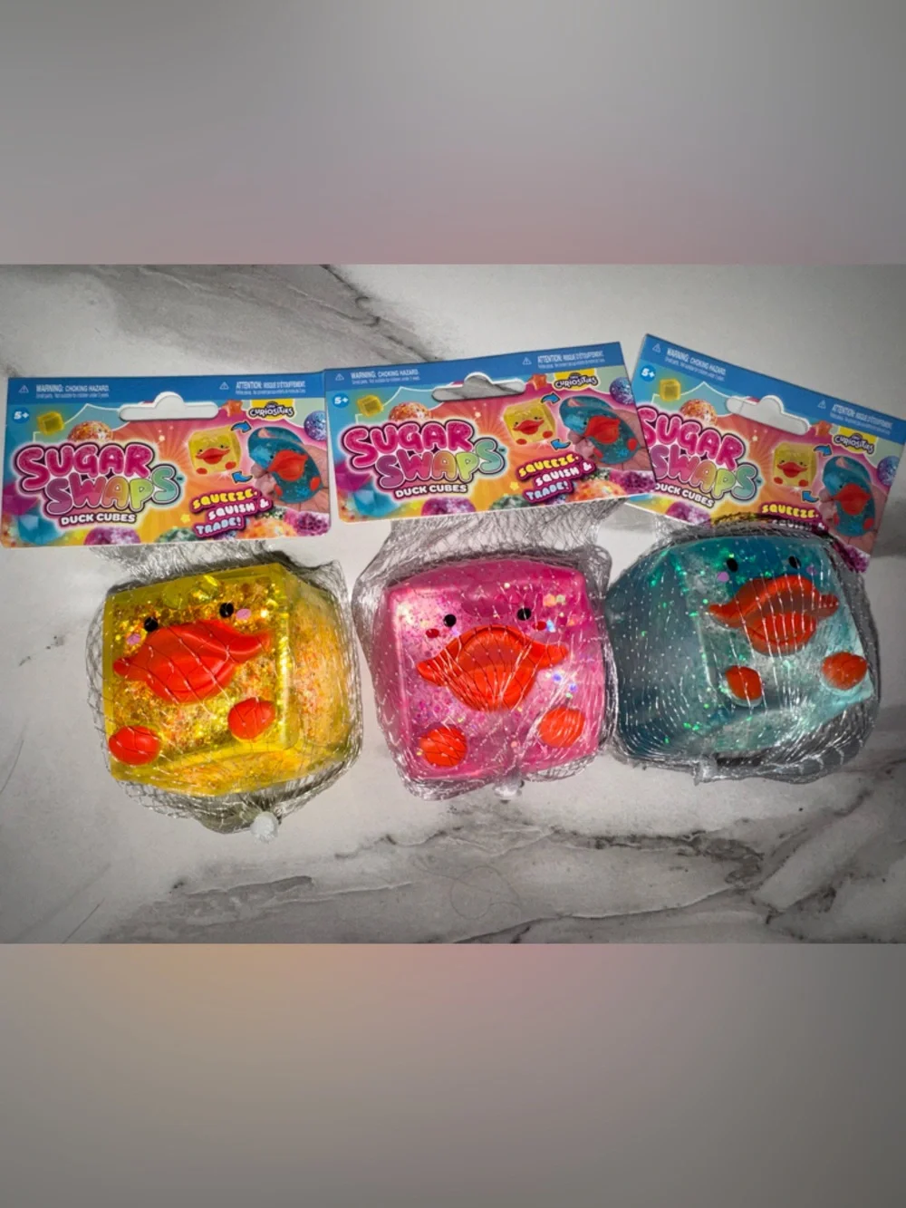 Sugar Swaps Squishy duck cubes - Yellow Pink Blue